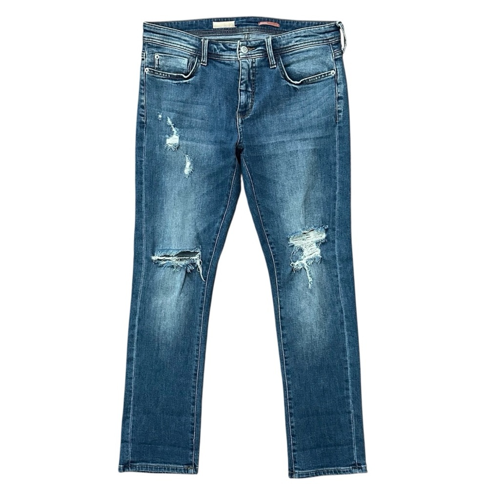 PILCRO Anthropologie Slim Boyfriend Crop Distressed Jeans Sz 27